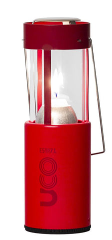 UCO CANDLE LANTERN W/ CANDLE - ALUMINUM - VOLCANO RED