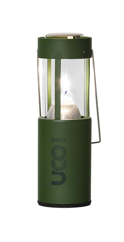 UCO CANDLE LANTERN W/ CANDLE - ALUMINUM - FOREST GREEN