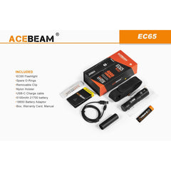 4000 LUMEN FLASHLIGHT KIT - USB-C RECHARGEABLE - ACEBEAM EC65 XHP35 - Trailfinder