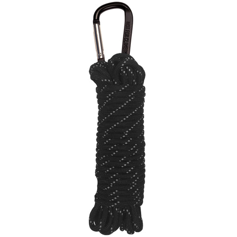 550 PARACORD - 30' WITH CARABINER - REFLECTIVE BLACK - Trailfinder
