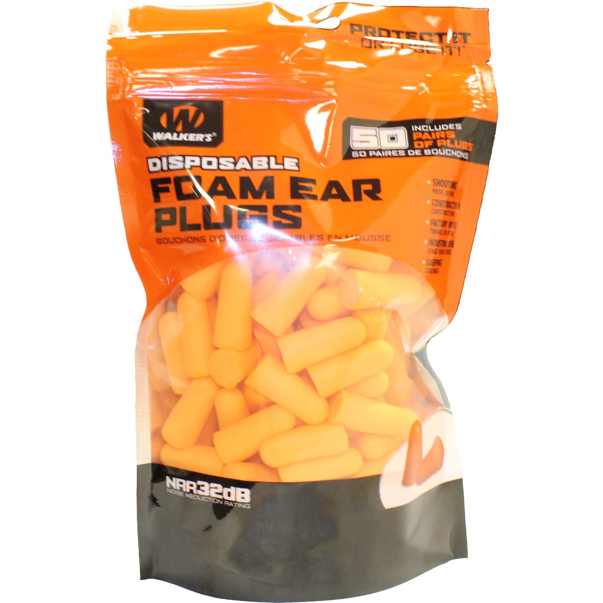 DISPOSABLE FOAM EAR PLUGS - 50 PACK