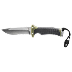 GERBER ULTIMATE KNIFE - GREY / GREEN - WITH SHEATH, WHISTLE, SHARPENER, FIRE-STARTER