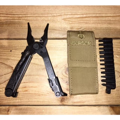 GERBER CENTER-DRIVE MULTI-TOOL - BLACK - WITH BIT SET AND COYOTE BROWN MOLLE POUCH - Trailfinder